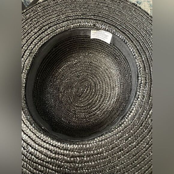 Vintage Straw Hat With Plastic Chain Hat Band Black - Picture 5 of 8